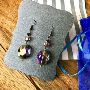 Crystal Drop Earrings Dangle Purple Statement